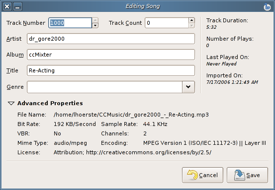 Viewing license metadata